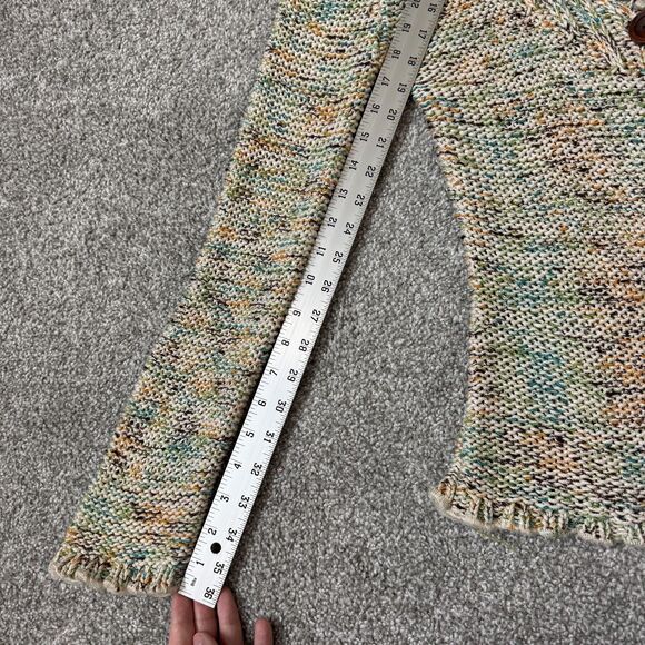 BCBGMAXAZRIA Cardigan Sweater Womens Large Multicolor Button Front Ruffle Hem - Picture 8 of 8